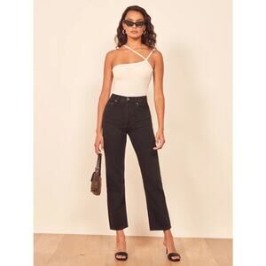 REFORMATION Cynthia High Rise Straight Leg Black Denim Jeans Sz 30